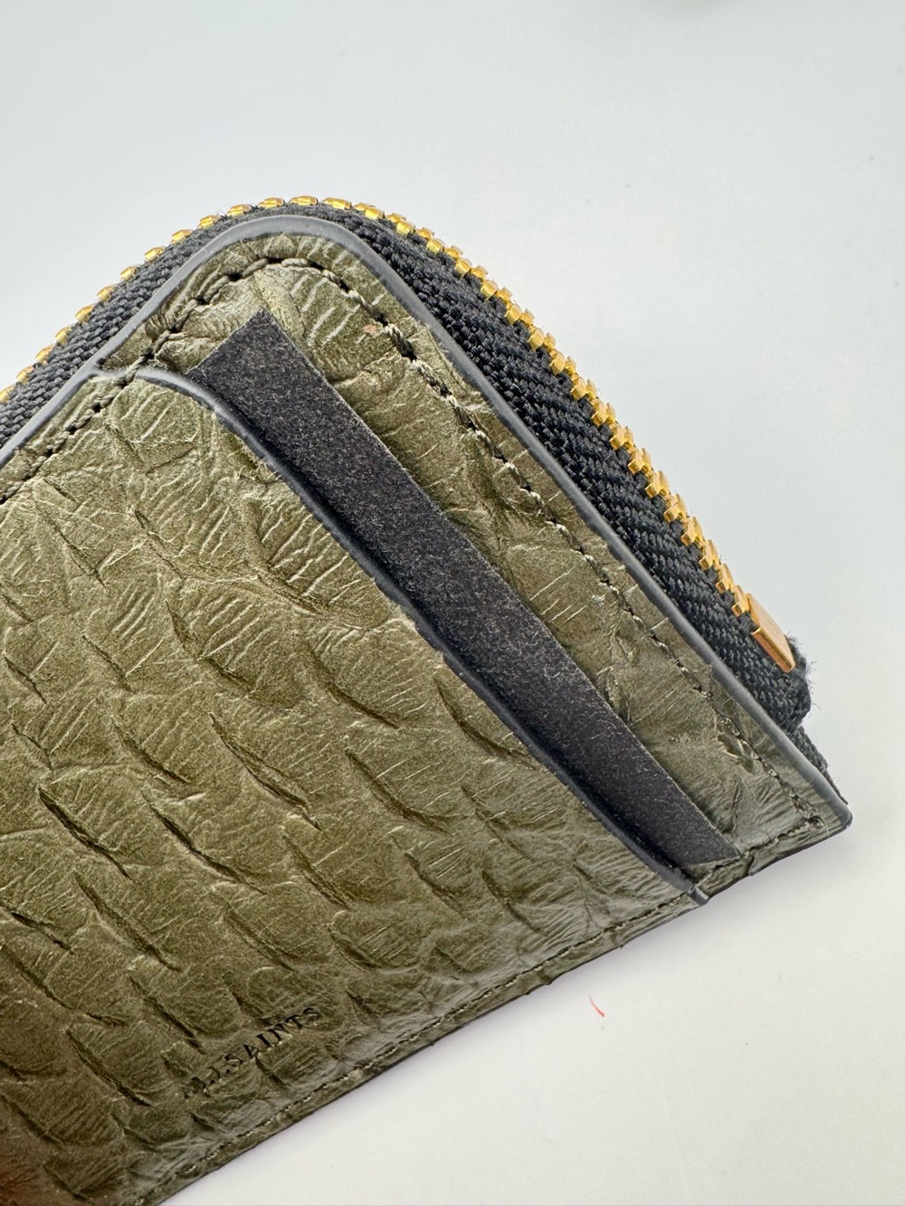 AllSaints Remy Snake Wallet in Military Green Unisex New - Picture 8 of 13